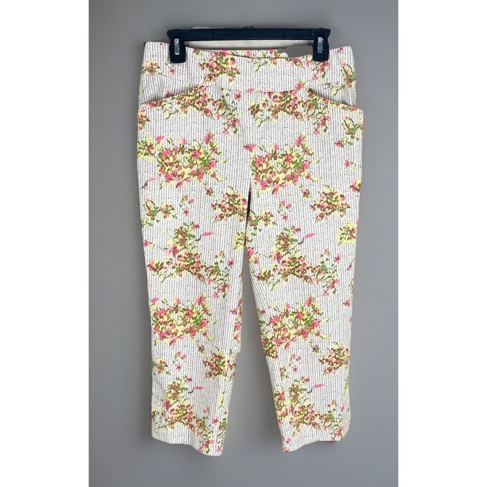 NWT Chicos perfect stretch Cropped pants size 0.5 small/6 Ditzy‎ Floral Striped